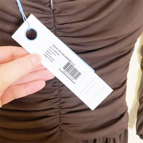 🤤✨Tanya Taylor Mocha Chocolate Brown Marla Long Sleeve Maxi Slit Dress 🤤✨ - Picture 5 of 13